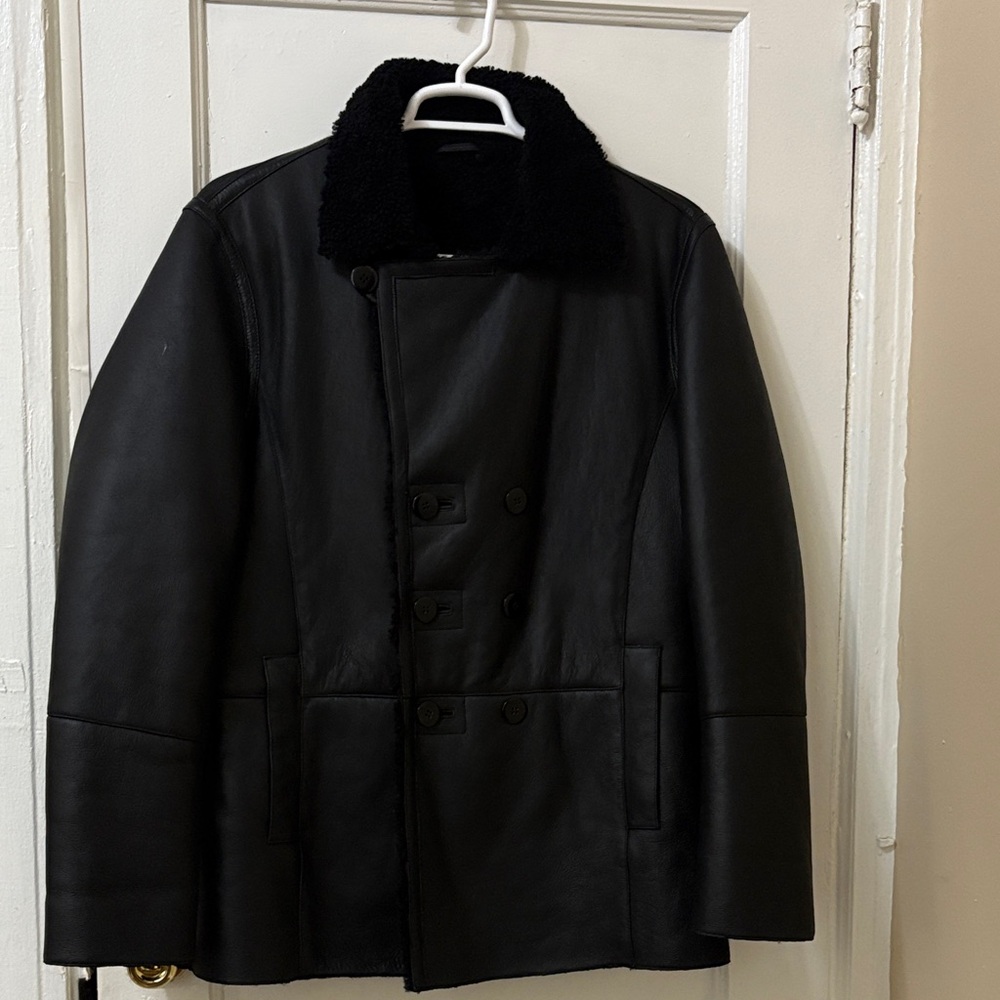 INFINITY LONDON Men's Classic Black Double-Breasted Pea Coat